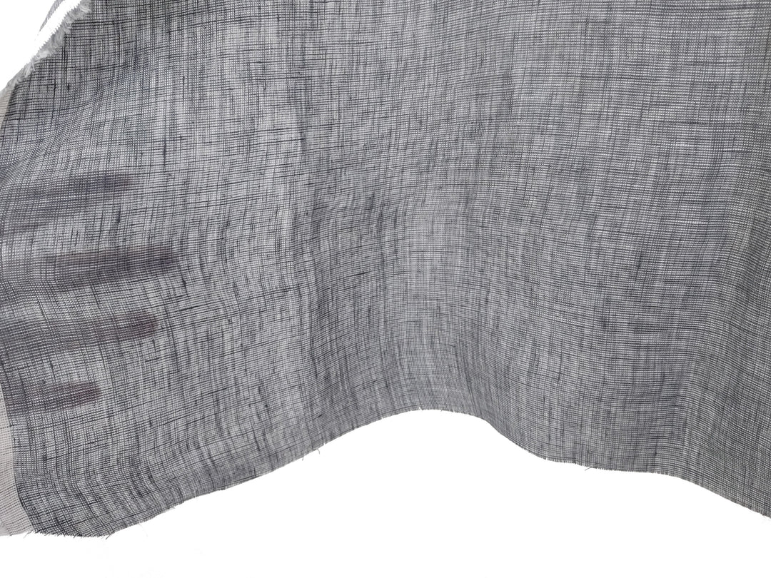 100% Linen Dot Chambray Fabric - Soft Blue & Grey, Fine 21s Yarn Gray 4611