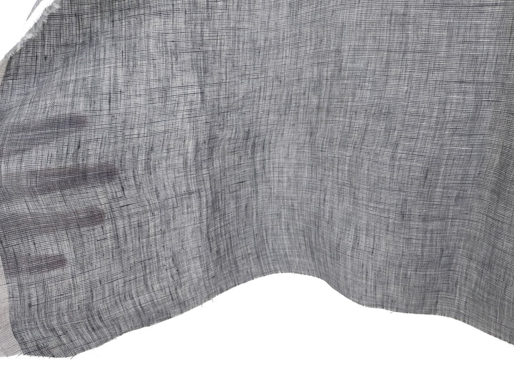 100% Linen Dot Chambray Fabric - Soft Blue & Grey, Fine 21s Yarn Gray 4611
