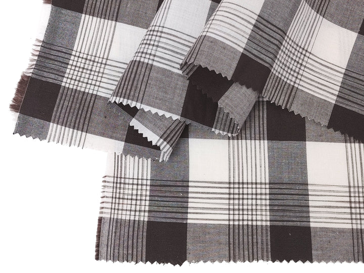 Space Dyed Ramie Cotton Brown Plaid Fabric (1627)