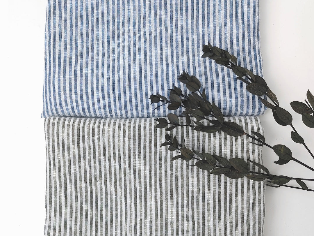 Linen Rayon Tencel Blend Fabric with Stripe Pattern – Soft, Lightweight, Pre-Washed 8015 8016