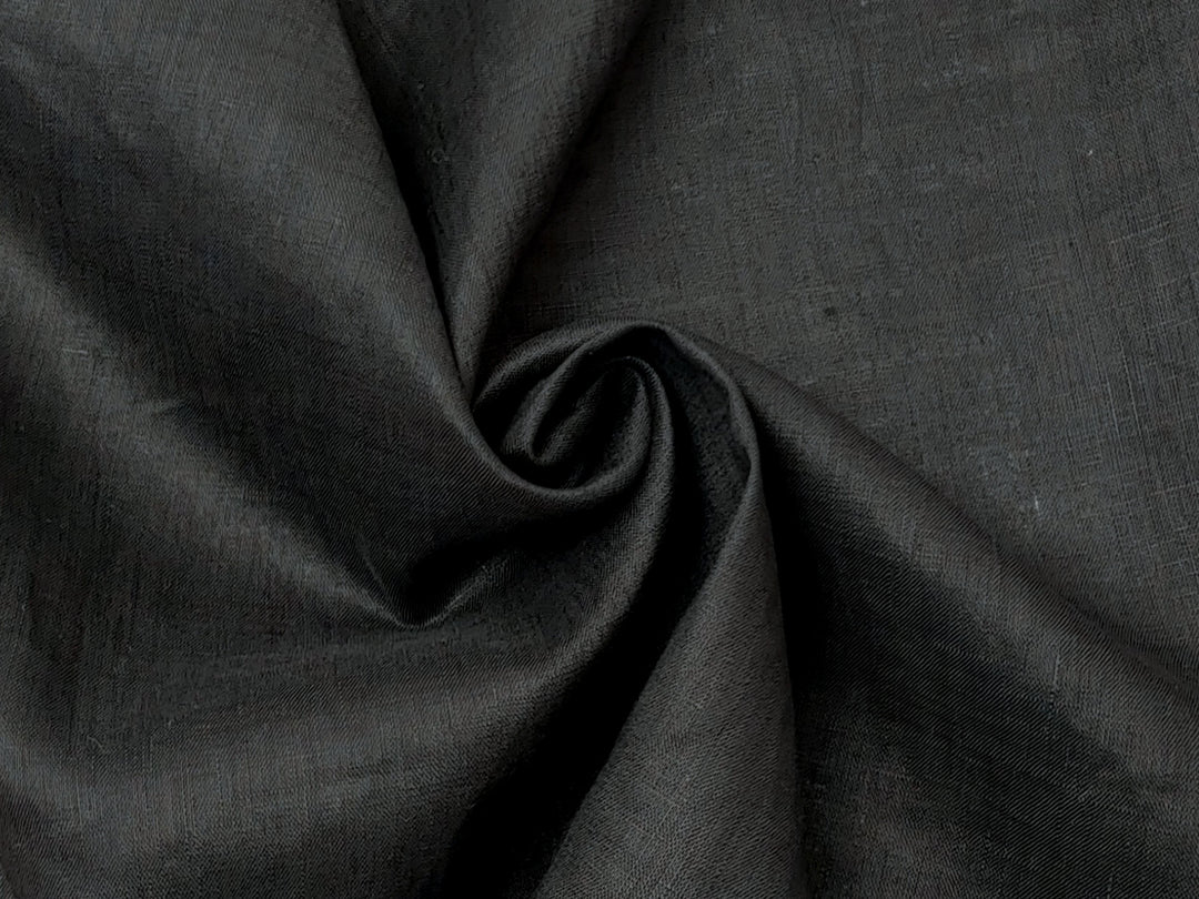 100% Linen Fabric, Lightweight Black with Fine 21s Yarn, Soft & Pre-washed