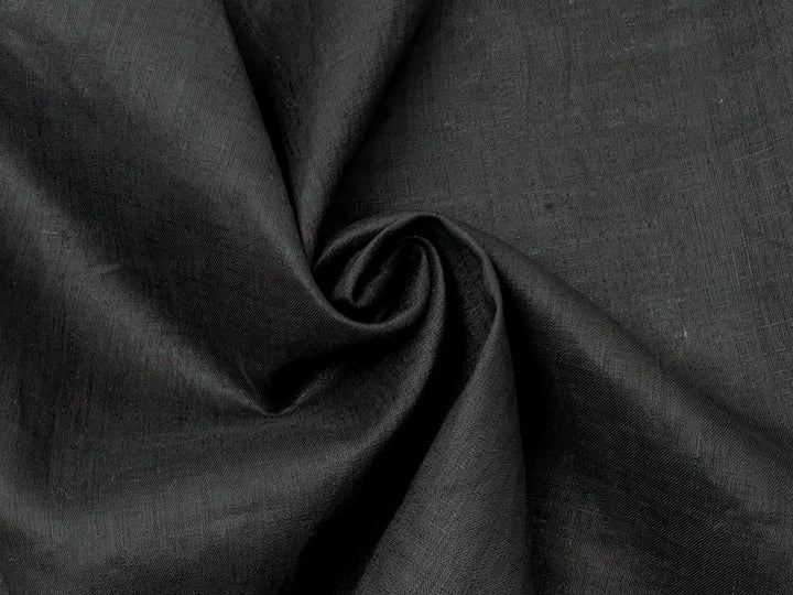 100% Linen Fabric, Lightweight Black with Fine 21s Yarn, Soft & Pre-washed