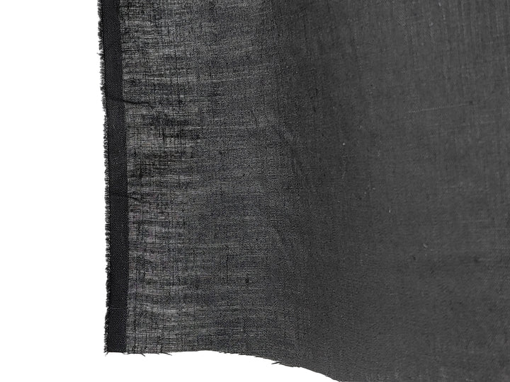 Black 100% Linen Fabric – Lightweight, Pre-Washed, Subtle Stripe Variation