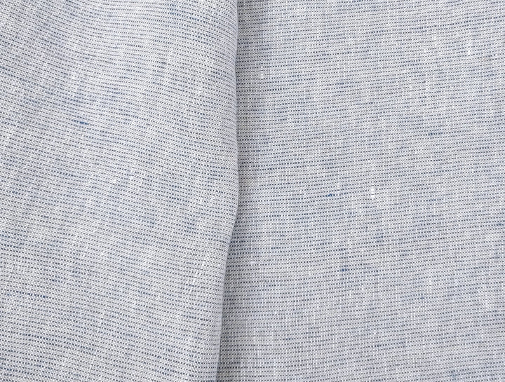 100% Linen Fabric – Softly Speckled Blue Weft on Crisp White 7573