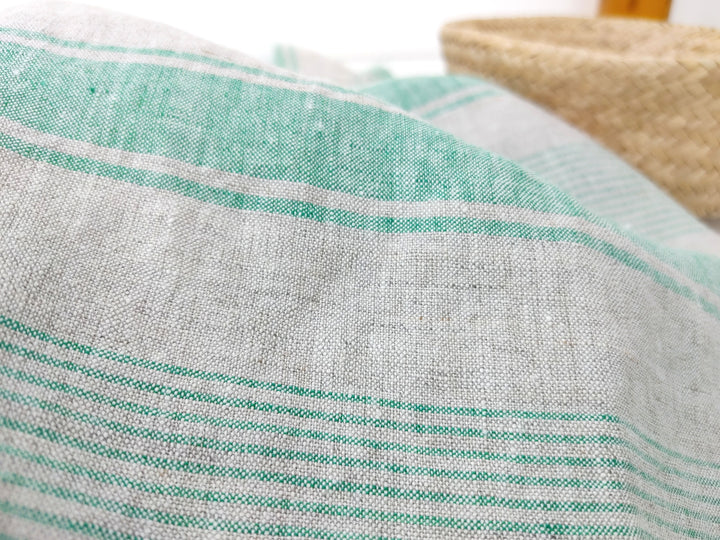 100% Linen Fabric – Yarn-Dyed Horizontal Stripes, Medium Weight, Pre-Washed (7370 / 7488 / 7489)