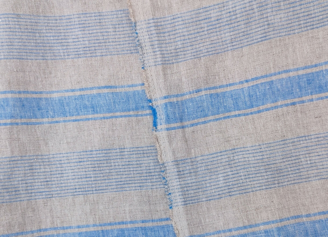 100% Linen Fabric – Yarn-Dyed Horizontal Stripes, Medium Weight, Pre-Washed (7370 / 7488 / 7489)