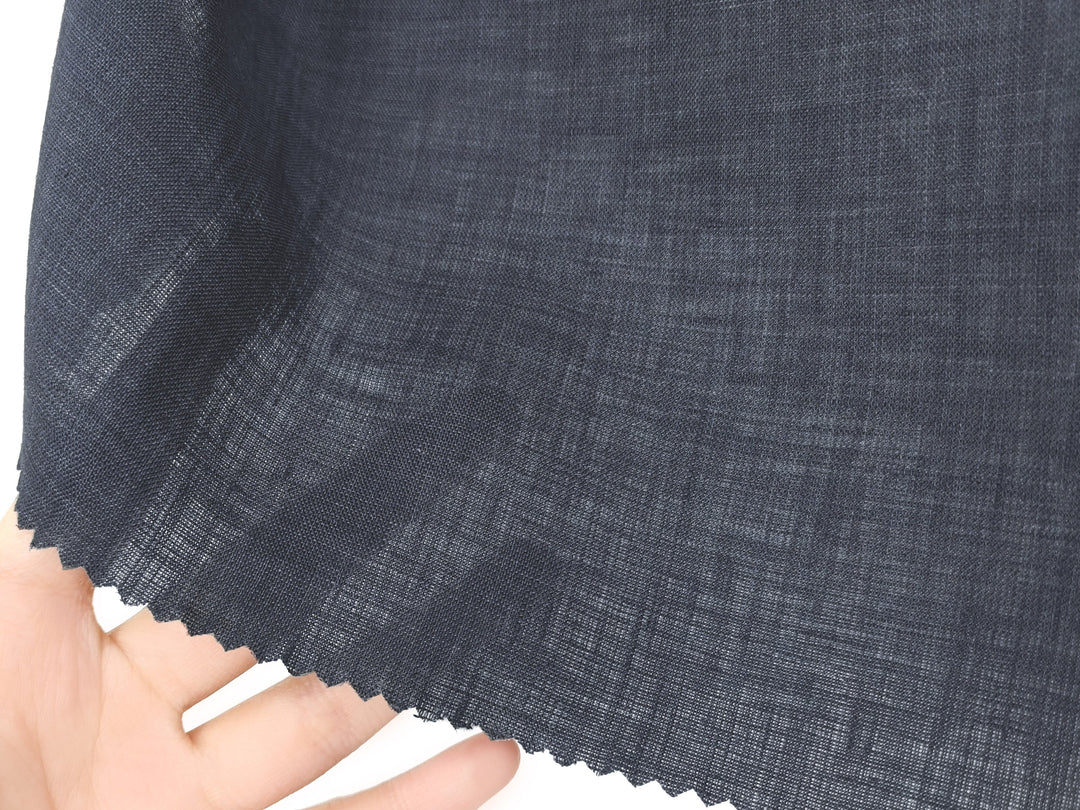 100% Linen Vintage Dyed Delave Fabric – Fine 21s Yarn, Pre-Washed, Light Weight Navy(dark) 6782