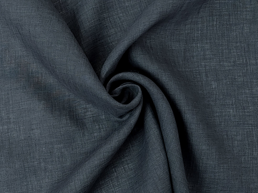 100% Linen Vintage Dyed Delave Fabric – Fine 21s Yarn, Pre-Washed, Light Weight Navy(dark) 6782