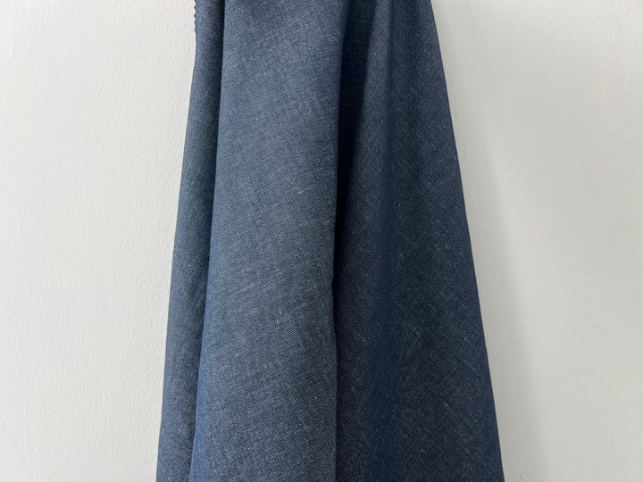 Dark Navy Denim-Look Linen Cotton Fabric 8348 | Dual-Sided Twill | 52"