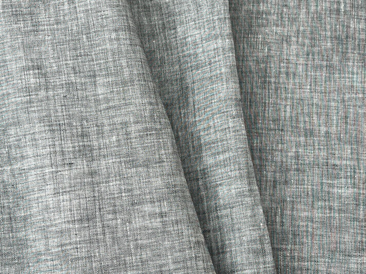 Grey Color 100% Linen Chambray Fabric 8487 | Pre-Washed Soft Touch | 44"