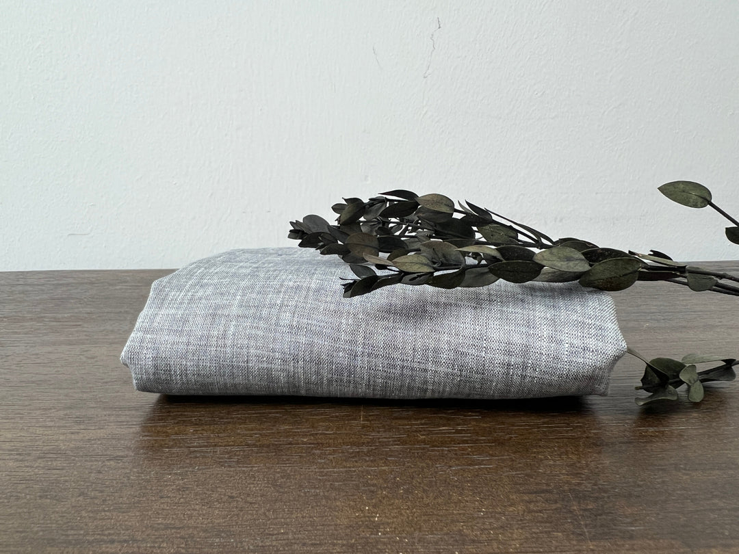 Grey Color 100% Linen Chambray Fabric 8487 | Pre-Washed Soft Touch | 44"
