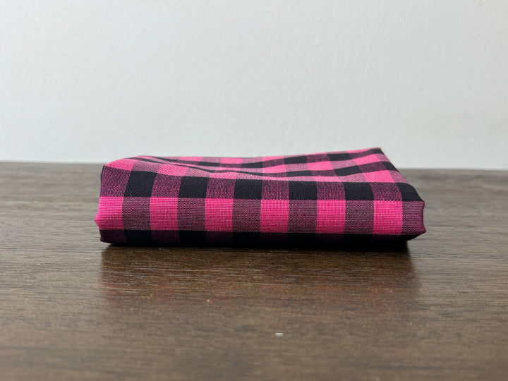 Gingham Check Fabric with Stretch Effect – Green / Black 6995 8405