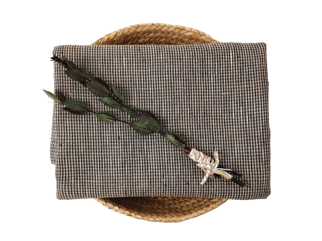 Linen Rayon Blend Fabric - Micro Gingham Check, Soft Touch, Plain Weave 8049 8050 8051