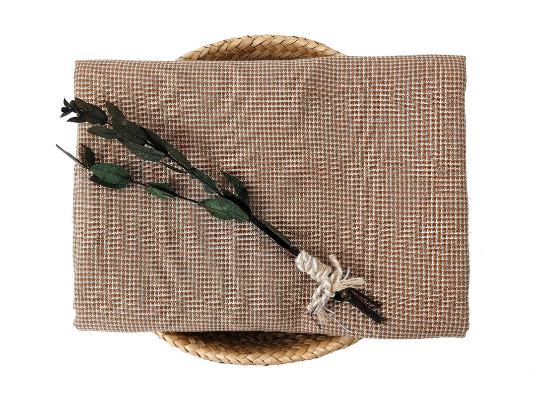 Linen Rayon Blend Fabric - Micro Gingham Check, Soft Touch, Plain Weave 8049 8050 8051