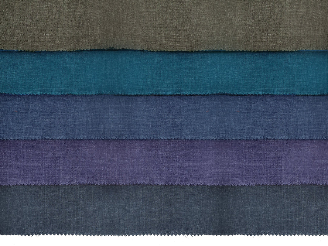 100% Linen Vintage Dyed Delave Fabric – Fine 21s Yarn, Pre-Washed, Light Weight Slate Blue 6202