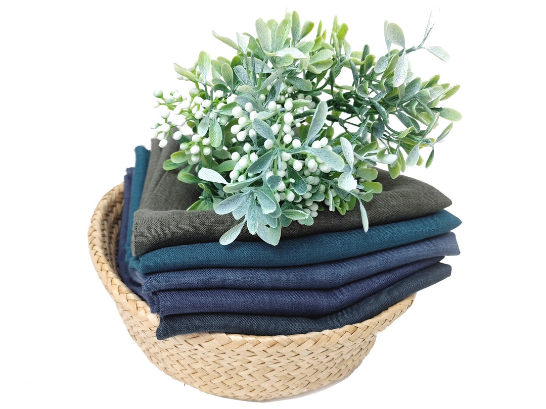 100% Linen Vintage Dyed Delave Fabric – Fine 21s Yarn, Pre-Washed, Light Weight Navy(dark) 6782