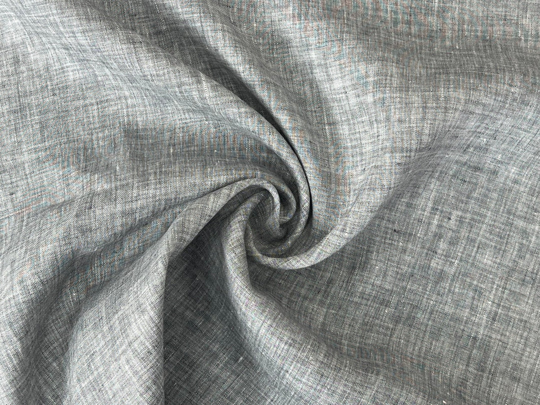 Grey Color 100% Linen Chambray Fabric 8487 | Pre-Washed Soft Touch | 44"