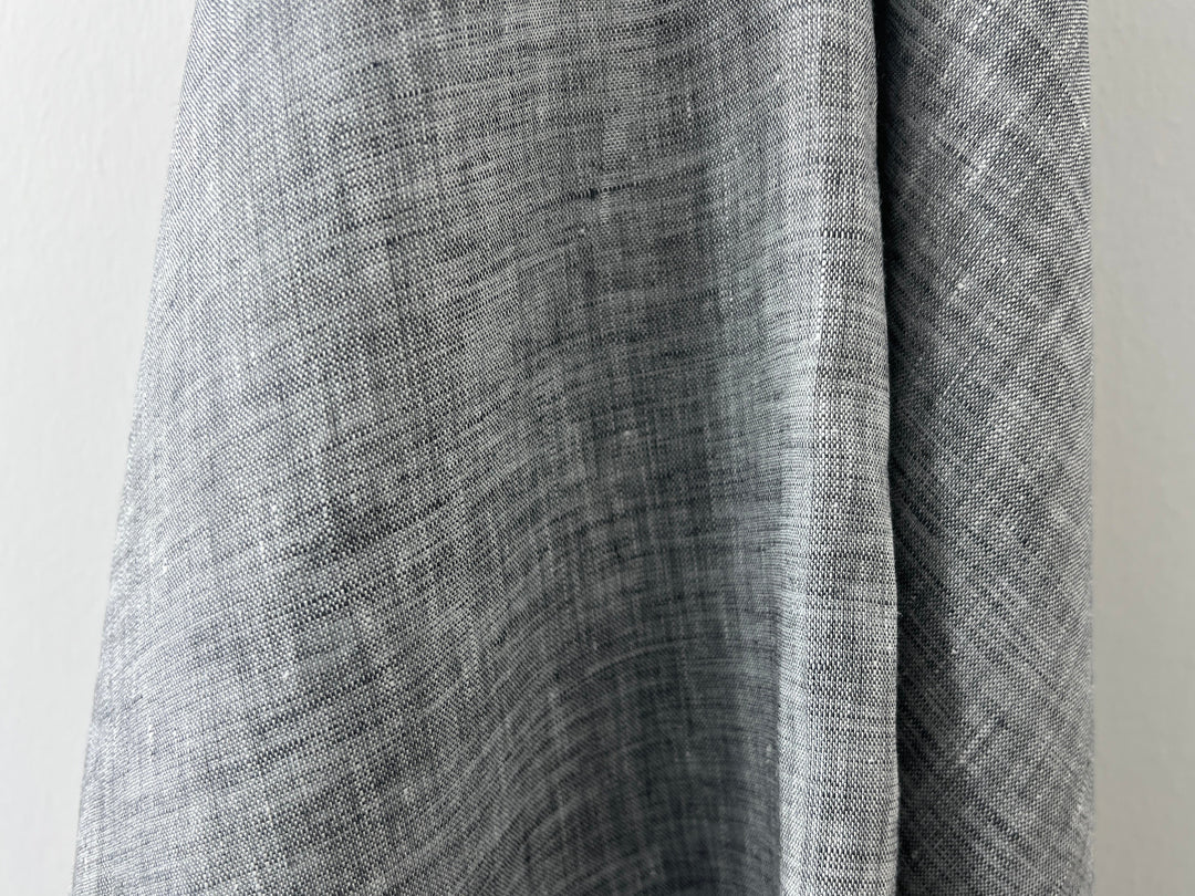 Grey Color 100% Linen Chambray Fabric 8487 | Pre-Washed Soft Touch | 44"