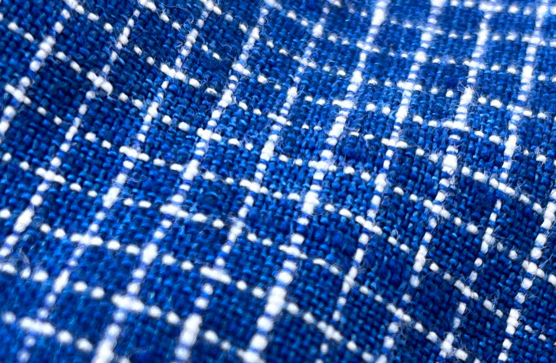 Blue 100% Linen Fabric: Viking Age Hedeby Windowpane Pattern 7958