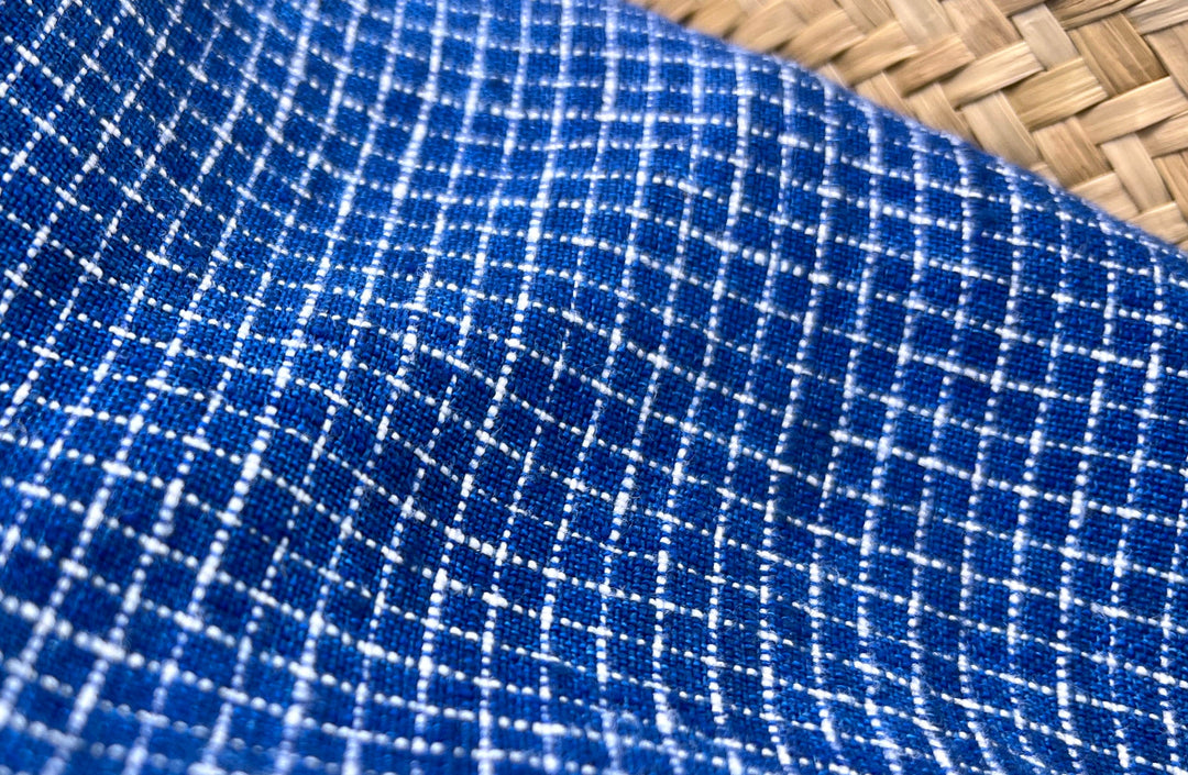 Blue 100% Linen Fabric: Viking Age Hedeby Windowpane Pattern 7958