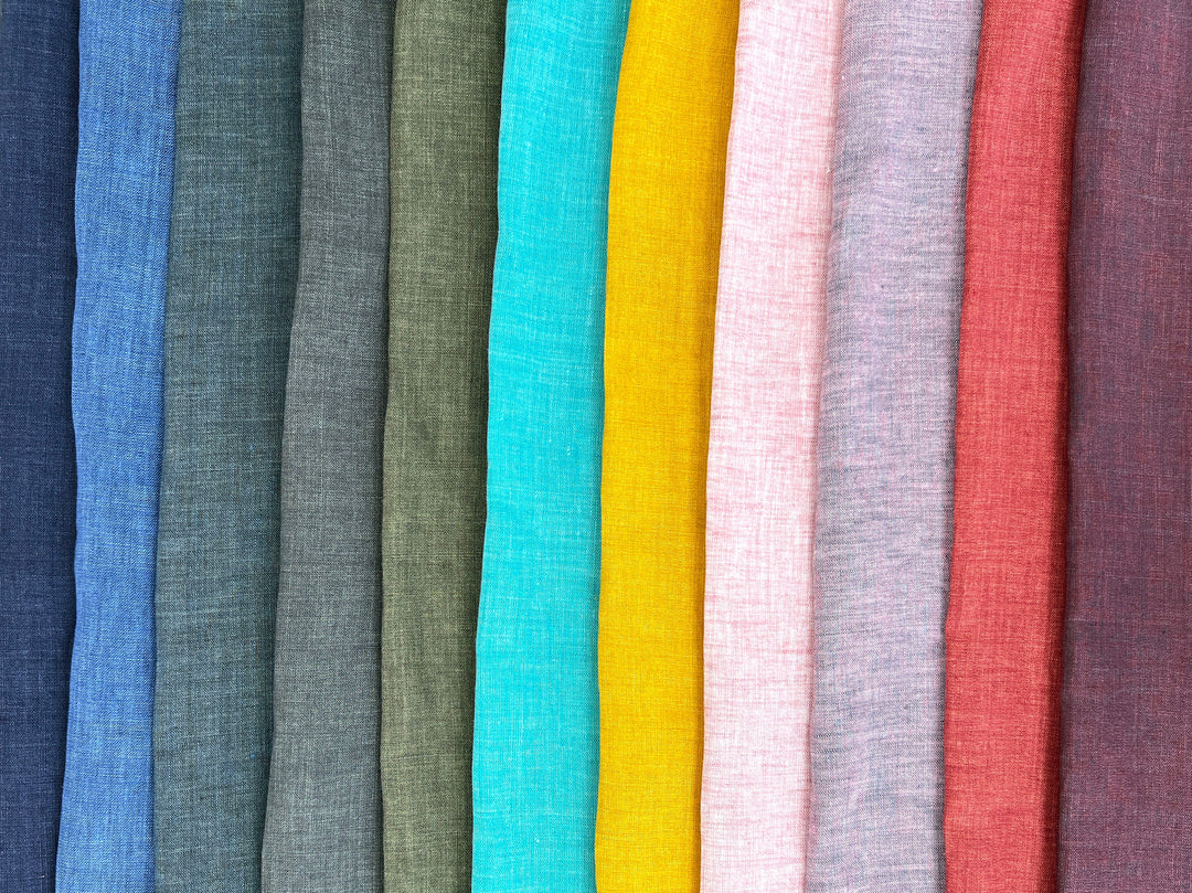 100% Linen Vintage Dyed Delave Fabric – Fine 21s Yarn, Pre-Washed, Light Weight Khaki(dark) 7119