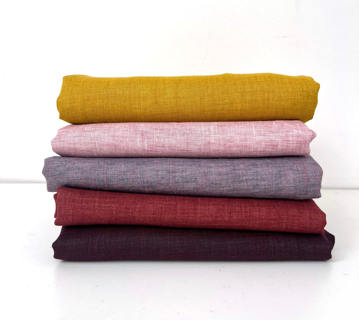 100% Linen Vintage Dyed Delave Fabric – Fine 21s Yarn, Pre-Washed, Light Weight Pink 7127