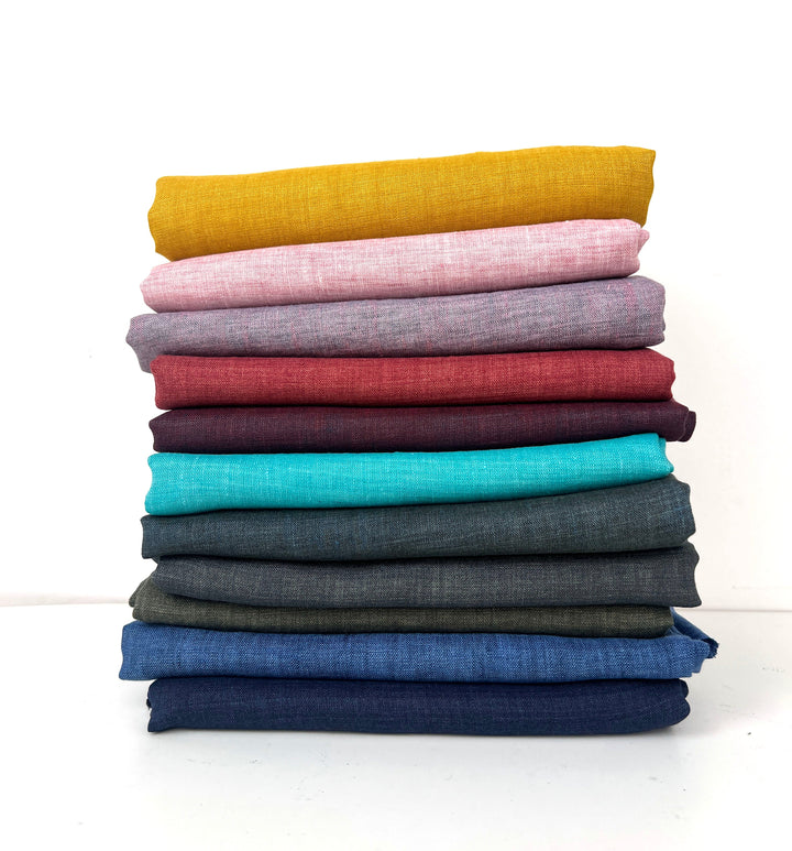 100% Linen Vintage Dyed Delave Fabric – Fine 21s Yarn, Pre-Washed, Light Weight  Wine 5968