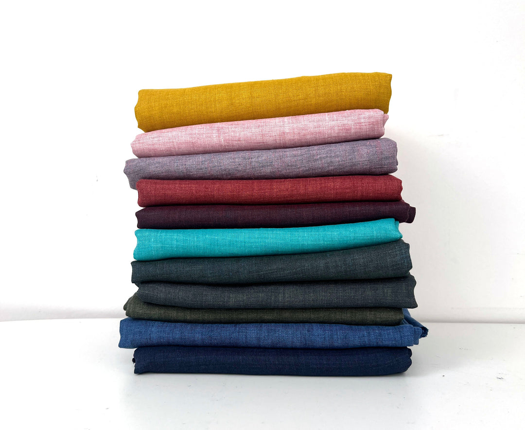 100% Linen Vintage Dyed Delave Fabric – Fine 21s Yarn, Pre-Washed, Light Weight Khaki(dark) 7119