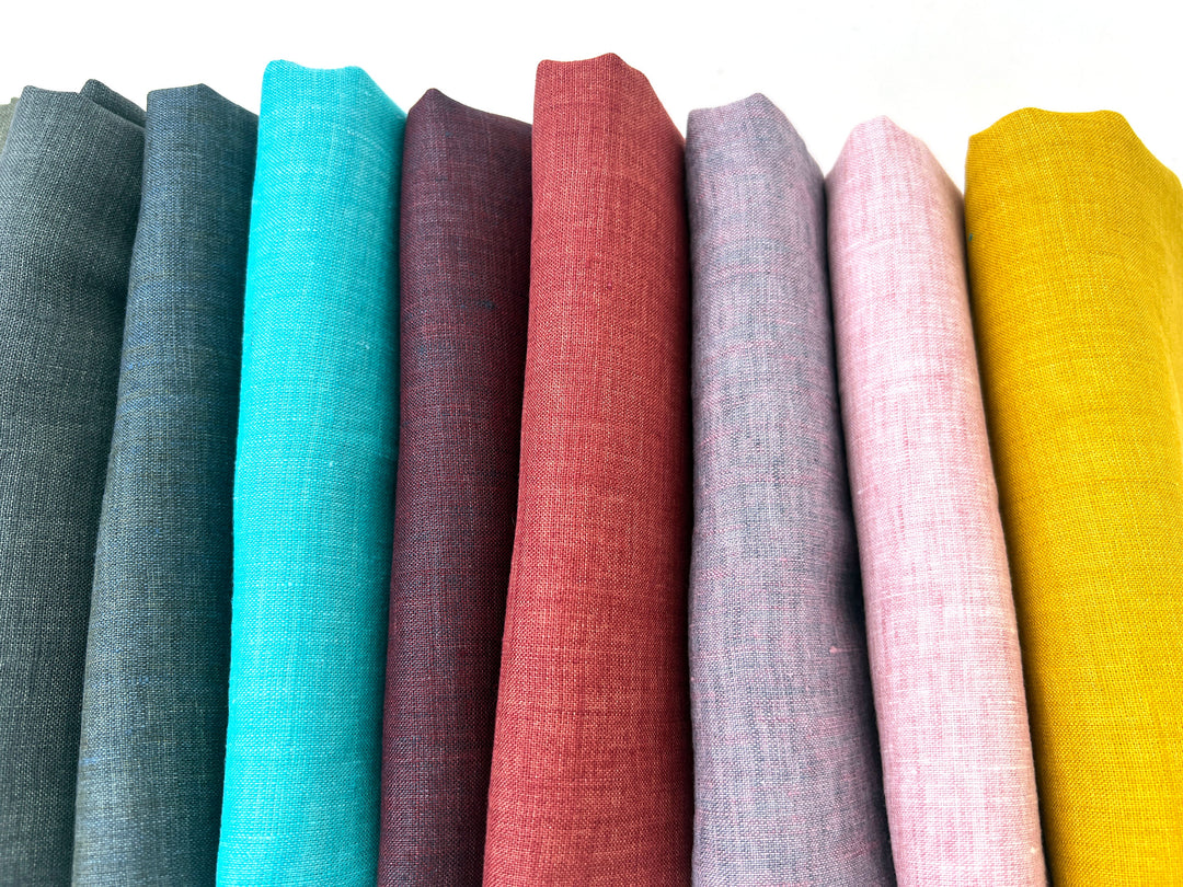 100% Linen Vintage Dyed Delave Fabric – Fine 21s Yarn, Pre-Washed, Light Weight  Wine 5968