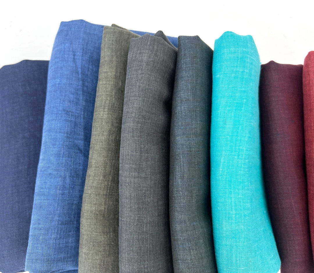 100% Linen Vintage Dyed Delave Fabric – Fine 21s Yarn, Pre-Washed, Light Weight Khaki(dark) 7119