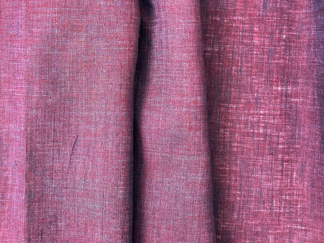 100% Linen Vintage Dyed Delave Fabric – Fine 21s Yarn, Pre-Washed, Light Weight  Wine 5968