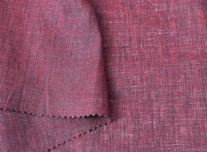 100% Linen Vintage Dyed Delave Fabric – Fine 21s Yarn, Pre-Washed, Light Weight  Wine 5968