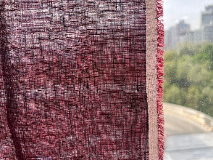 100% Linen Vintage Dyed Delave Fabric – Fine 21s Yarn, Pre-Washed, Light Weight  Wine 5968