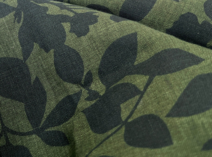 100% Linen Fabric – Lightweight Delavé Leaf Print, Soft Handfeel  7343 8189 8190
