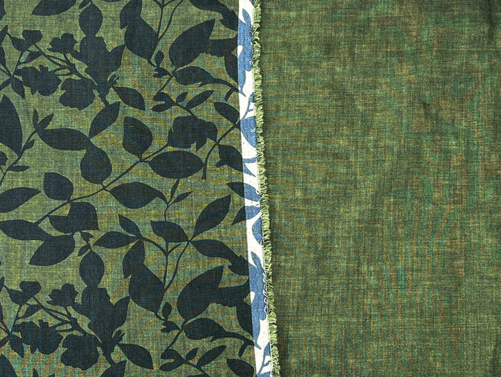 100% Linen Fabric – Lightweight Delavé Leaf Print, Soft Handfeel  7343 8189 8190