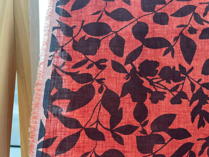 100% Linen Fabric – Lightweight Delavé Leaf Print, Soft Handfeel  7343 8189 8190