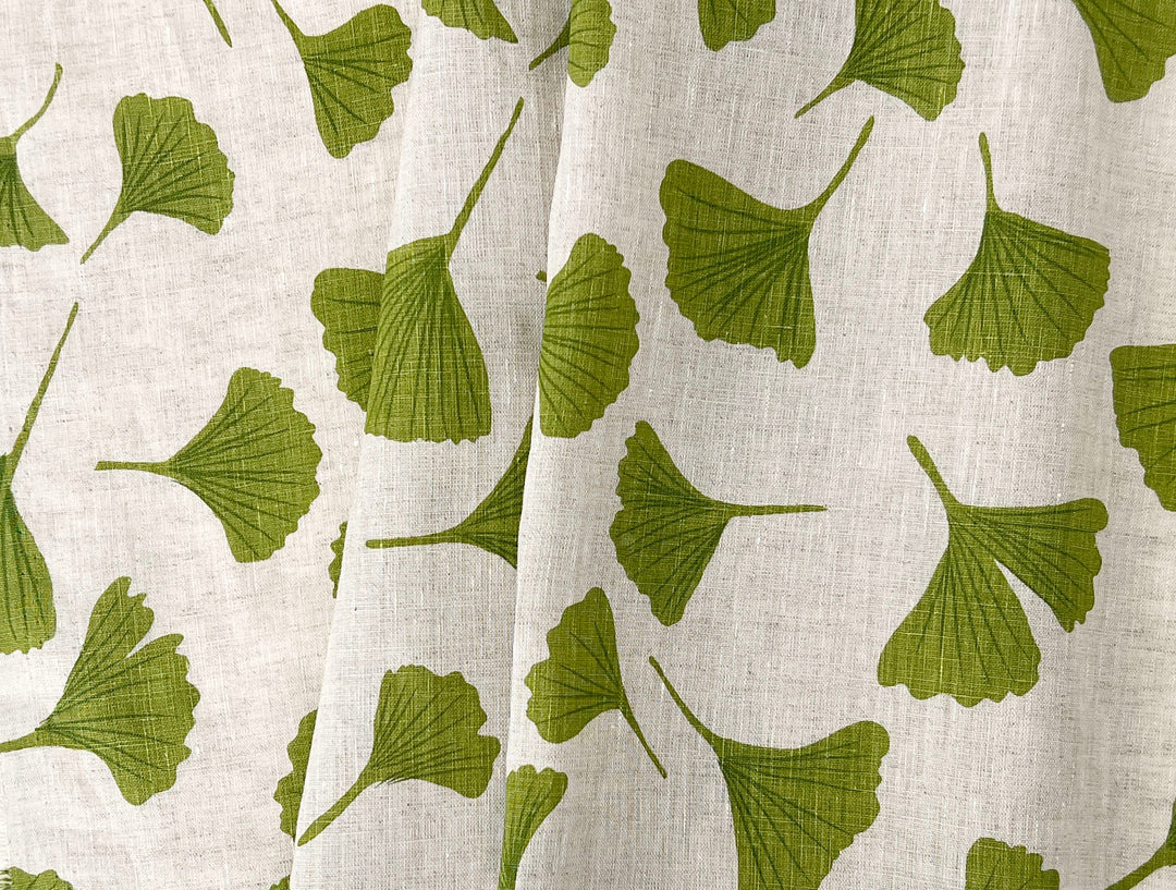 Morning Calm Ginkgo: 100% Linen Fabric 7912 8194 8195