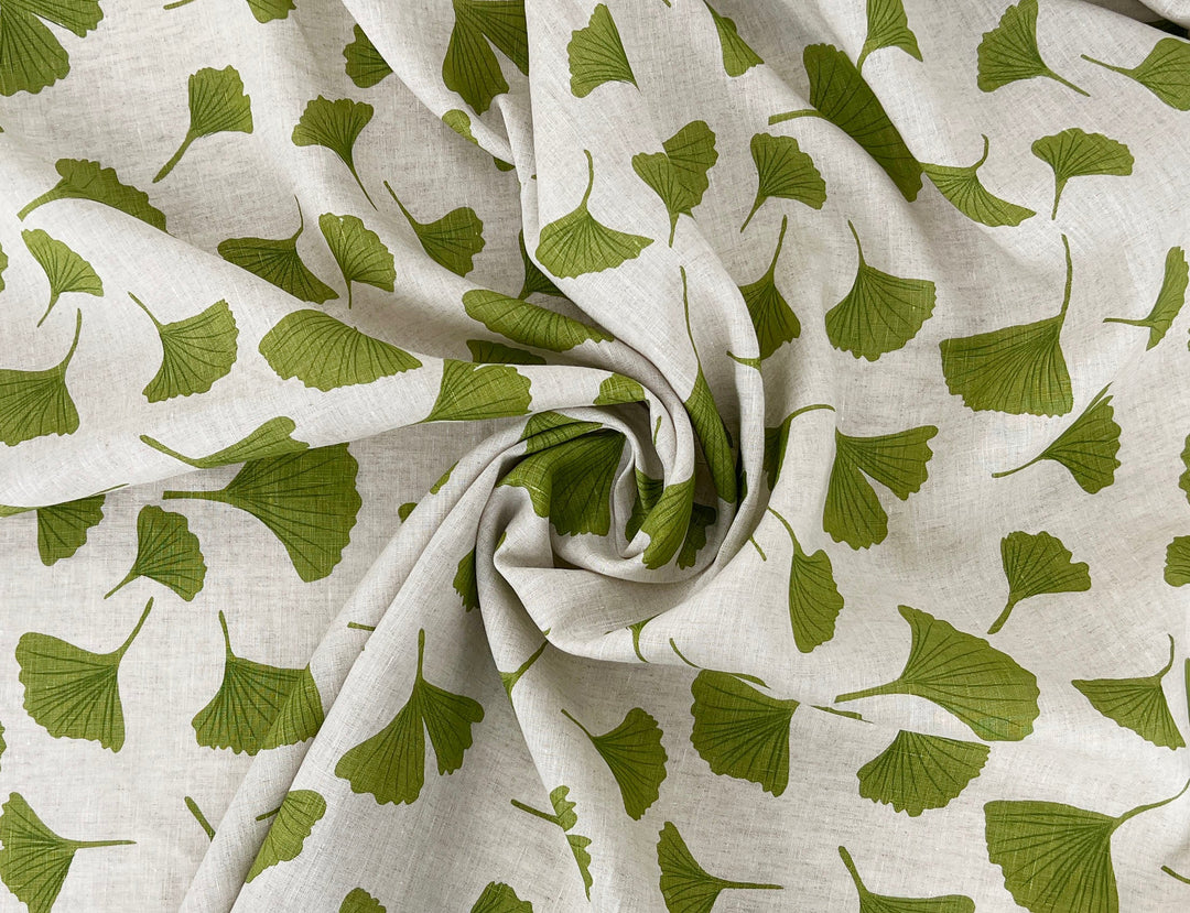Morning Calm Ginkgo: 100% Linen Fabric 7912 8194 8195