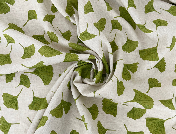 Morning Calm Ginkgo: 100% Linen Fabric 7912 8194 8195