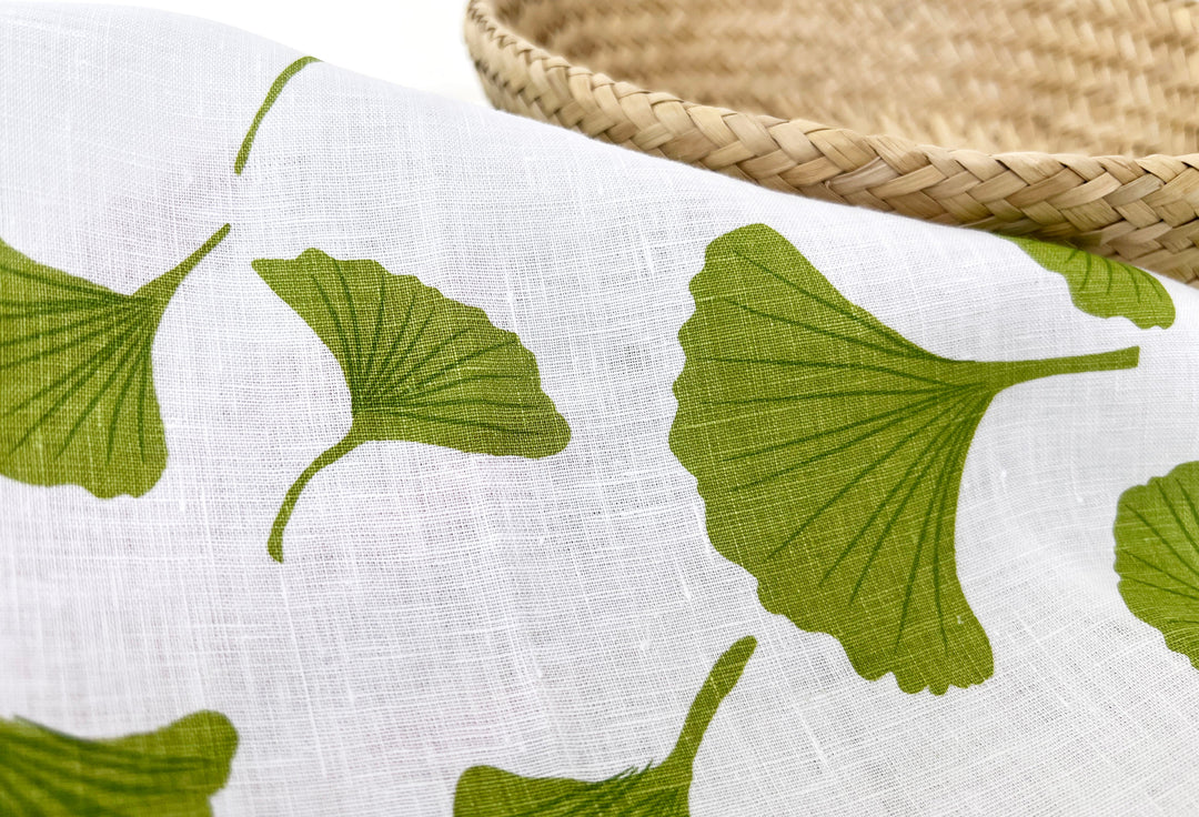 Morning Calm Ginkgo: 100% Linen Fabric 7912 8194 8195