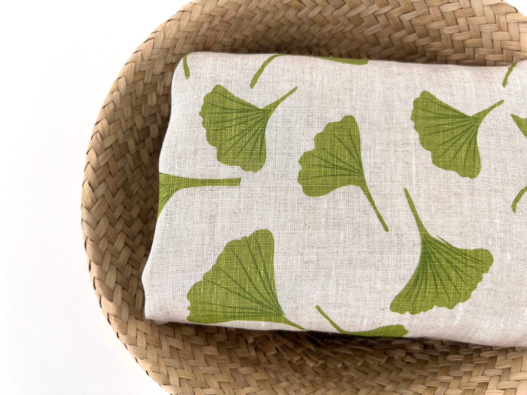 Morning Calm Ginkgo: 100% Linen Fabric 7912 8194 8195