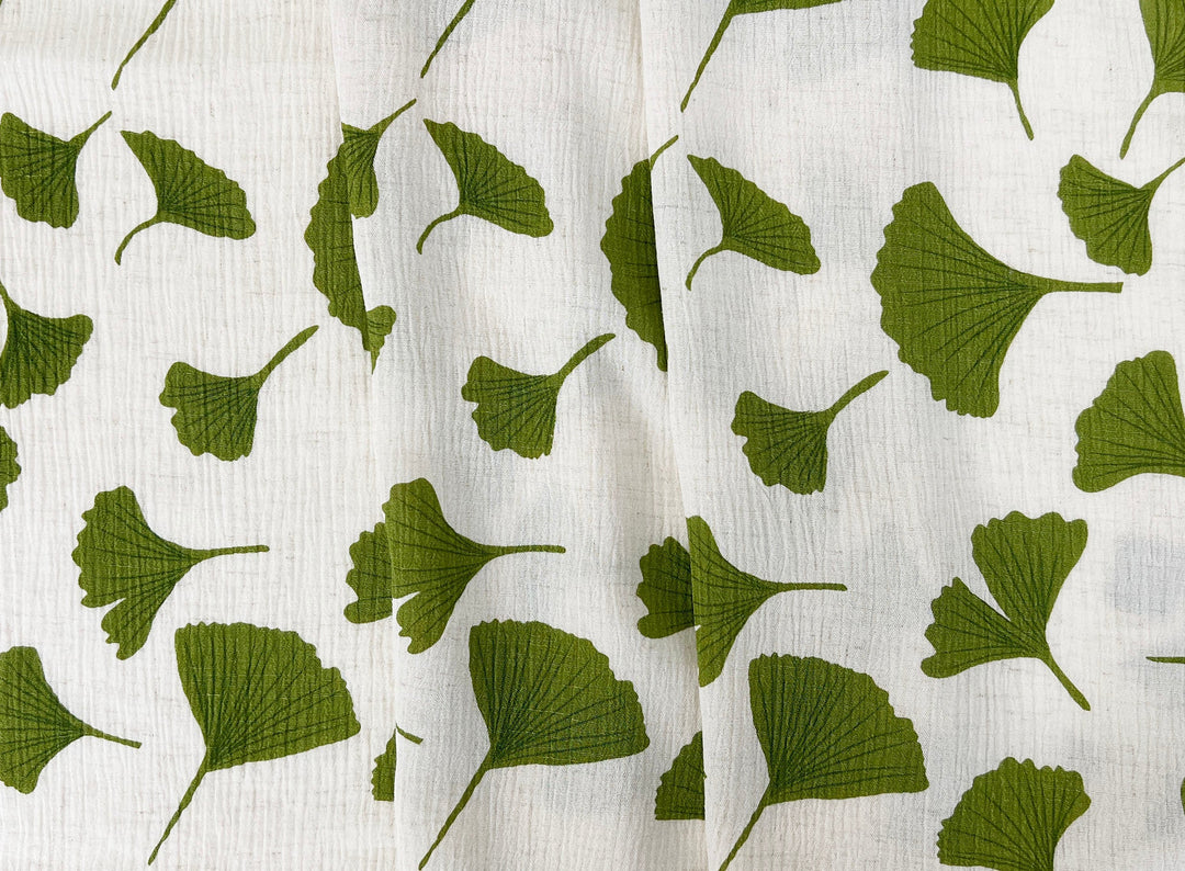 Morning Calm Ginkgo: Linen Rayon Blend with Wrinkle Texture 7910 8192