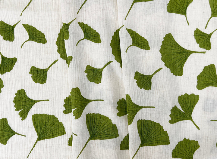 Morning Calm Ginkgo: Linen Rayon Blend with Wrinkle Texture 7910 8192
