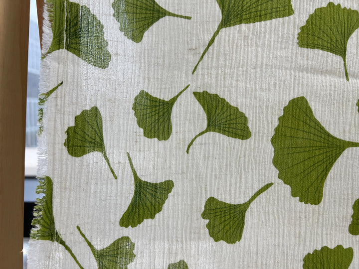 Morning Calm Ginkgo: Linen Rayon Blend with Wrinkle Texture 7910 8192