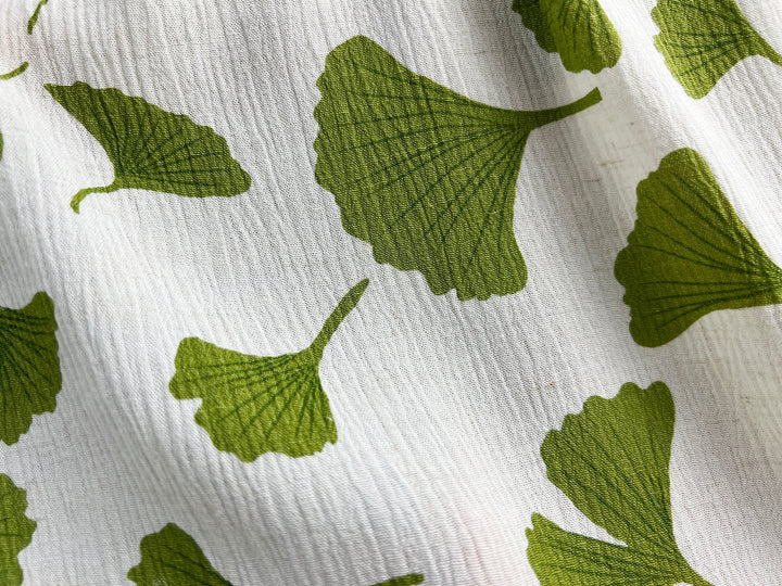 Morning Calm Ginkgo: Linen Rayon Blend with Wrinkle Texture 7910 8192