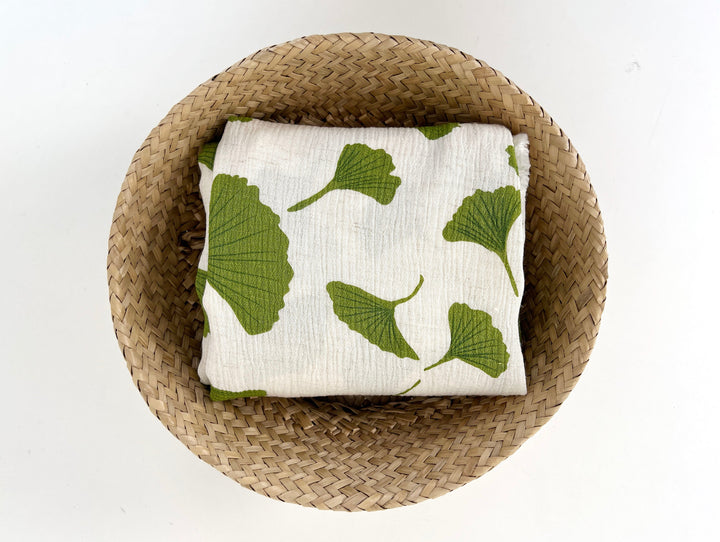 Morning Calm Ginkgo: Linen Rayon Blend with Wrinkle Texture 7910 8192