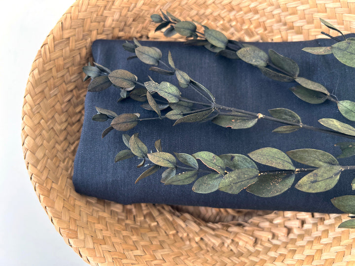 Linen Rayon Spandex Fabric – Great Drape & Comfort Stretch, Dark Navy & Grey 8162 8163