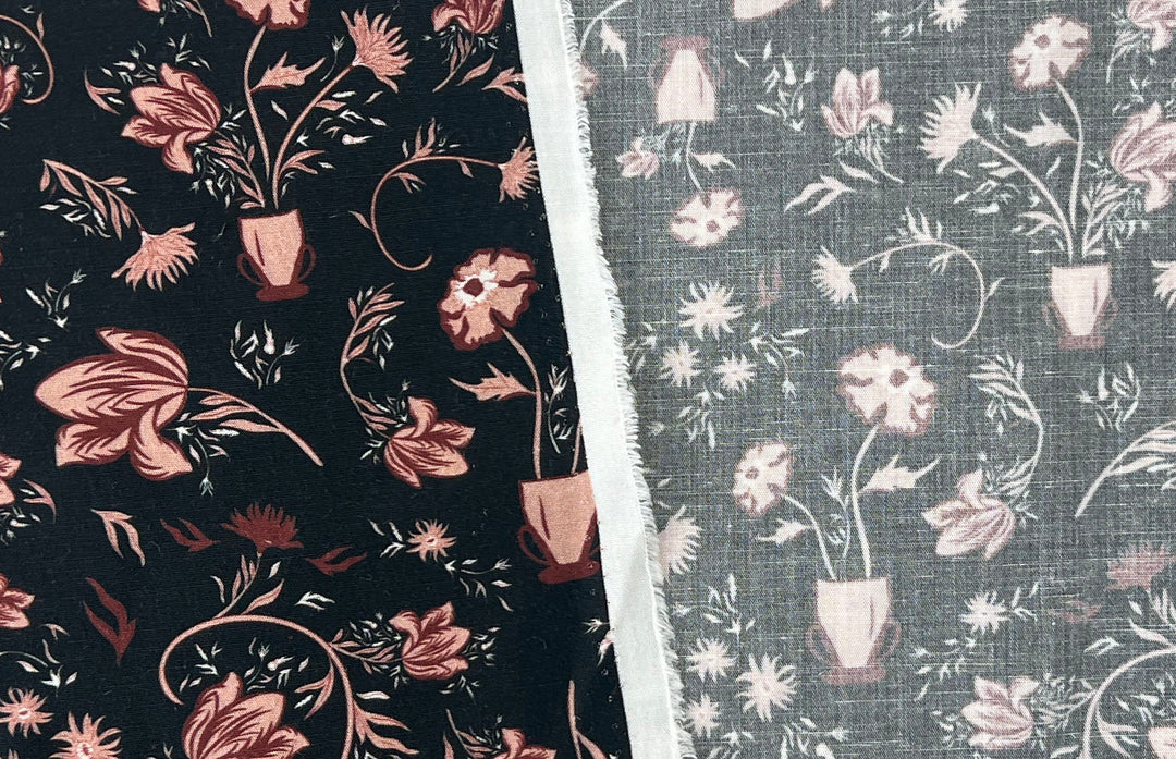 Mirrored Canvas – Linen Rayon Print Fabric, Design by Madeline, Madswick Studio, 8232 8233