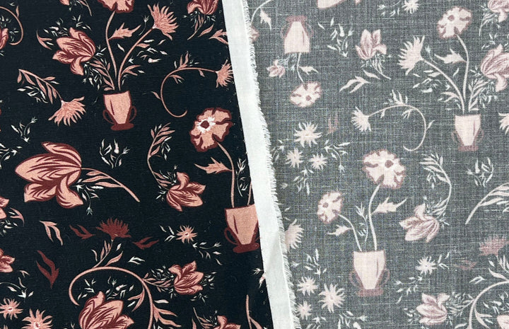 Mirrored Canvas – Linen Rayon Print Fabric, Design by Madeline, Madswick Studio, 8232 8233
