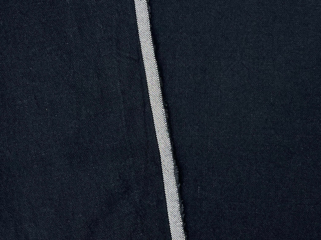 Linen Wool Blend Twill Fabric in Black – Medium-Heavy Weight 7868